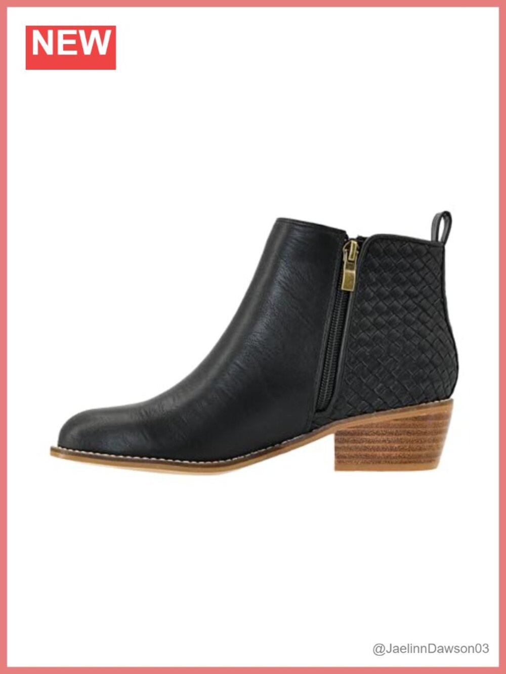Woven Texture Ankle Booties 2-Inch Stacked Heel Memory Foam Zip Closure